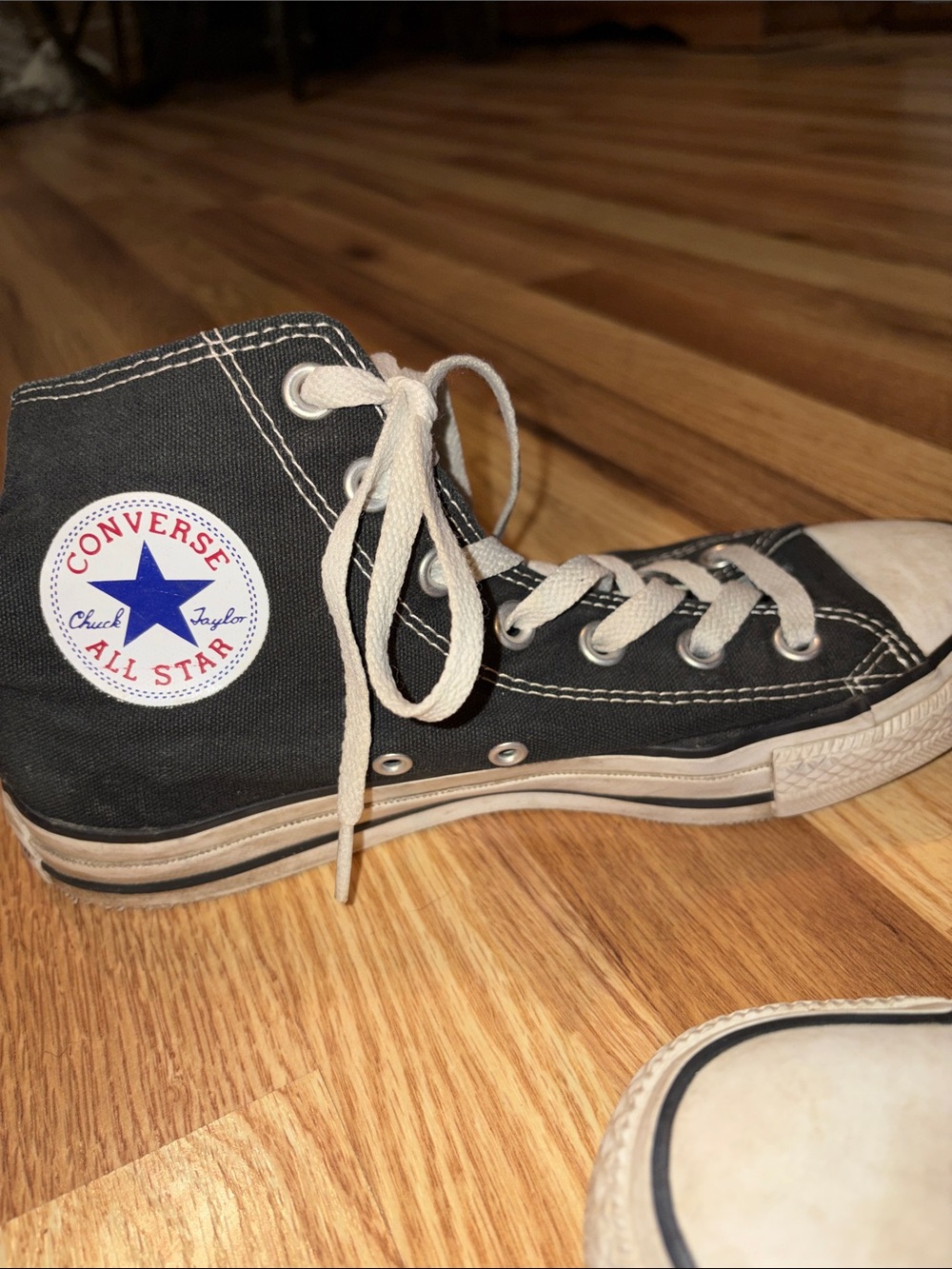 Converse Black High Top Sneakers with White Accents - Picture 6 of 9